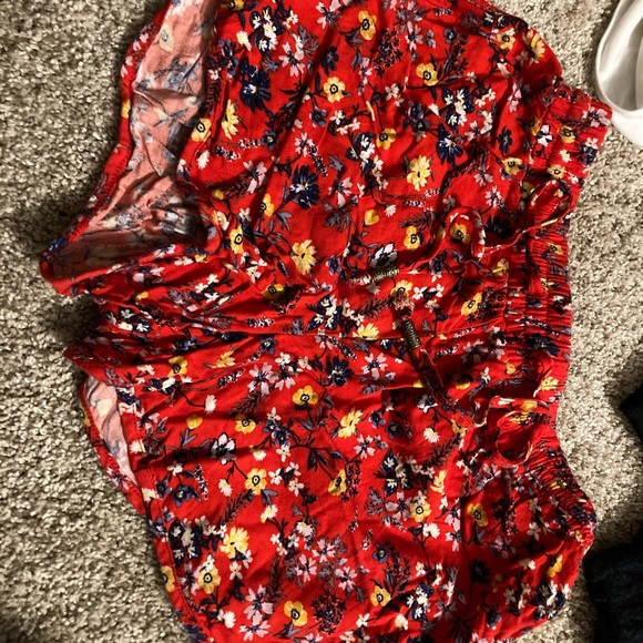 Pink Republic Pants - Women pink republic red white yellow floral fabric shorts size s